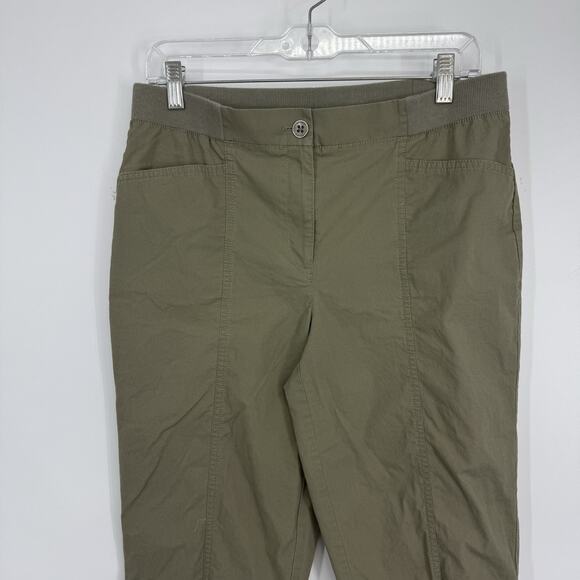 Chicos 0.5 size Small Fitigues Christa Straight Leg Capri Crop Pants Olive Green - Picture 2 of 9